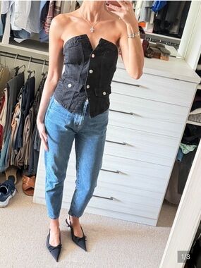 Denim corset top